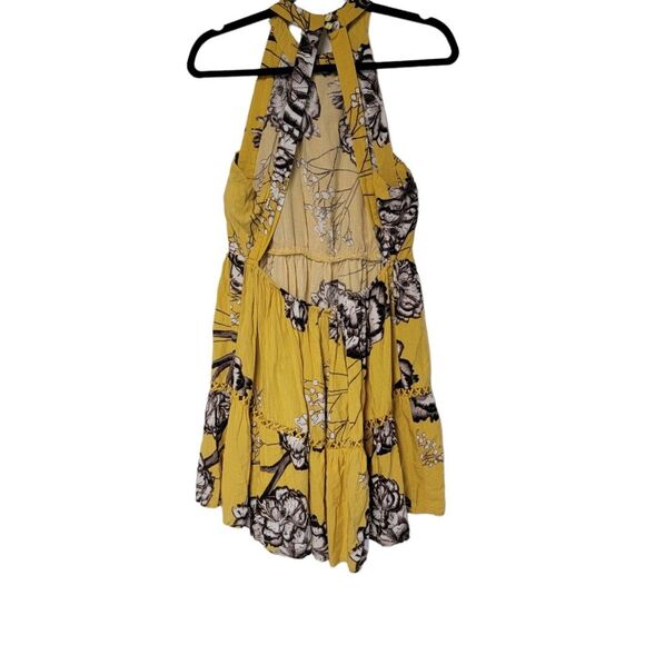 JAASE Golden Lilly Sun Dress‎ Sz M Yellow Floral Open Back Boho Summer - Picture 6 of 7